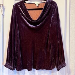 Sundance Velvet Cowl Neck Top in Deep Purple